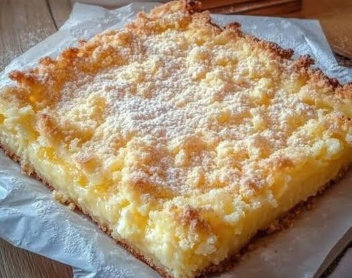 Vanillepudding-Streuselkuchen vom Blech mit cremiger Füllung und goldbraunen Butterstreuseln