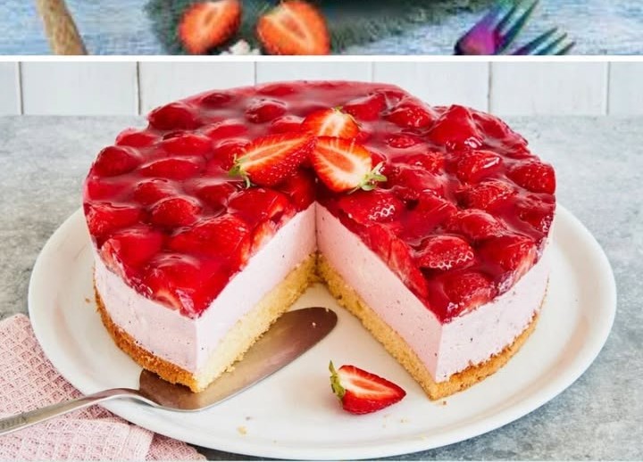 Erdbeer-Mascarpone-Kuchen mit luftiger Creme und frischen Erdbeeren