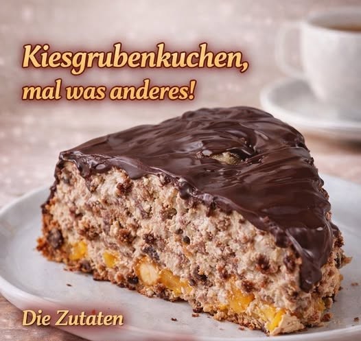 Kiesgrubenkuchen mit Schokolade, cremiger Sahne und fruchtigen Mandarinen