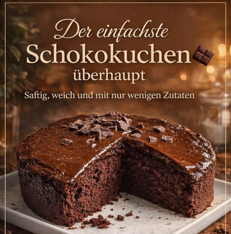 Saftiger Sieben-Löffel-Schokoladenkuchen mit dunkler Kakaofarbe
