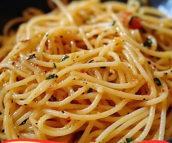 Knoblauchspaghetti mit Paprika