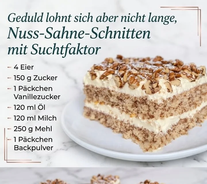 Nuss-Sahne-Schnitten vom Blech
