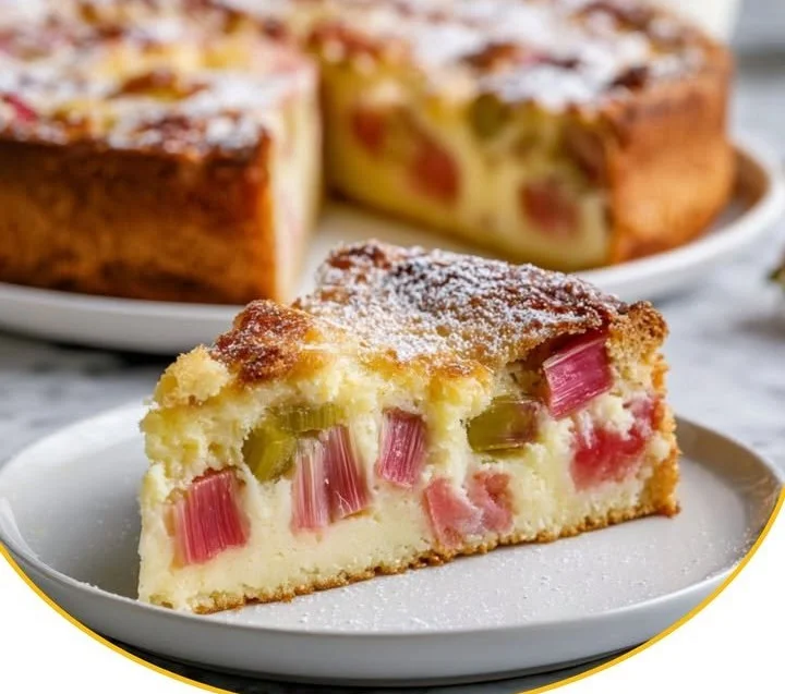 Rhabarber-Pudding-Kuchen