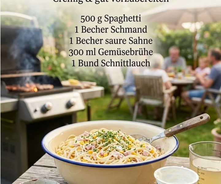 Spaghettisalat mit Feta und Paprika